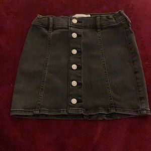 black washed button through denim skirt